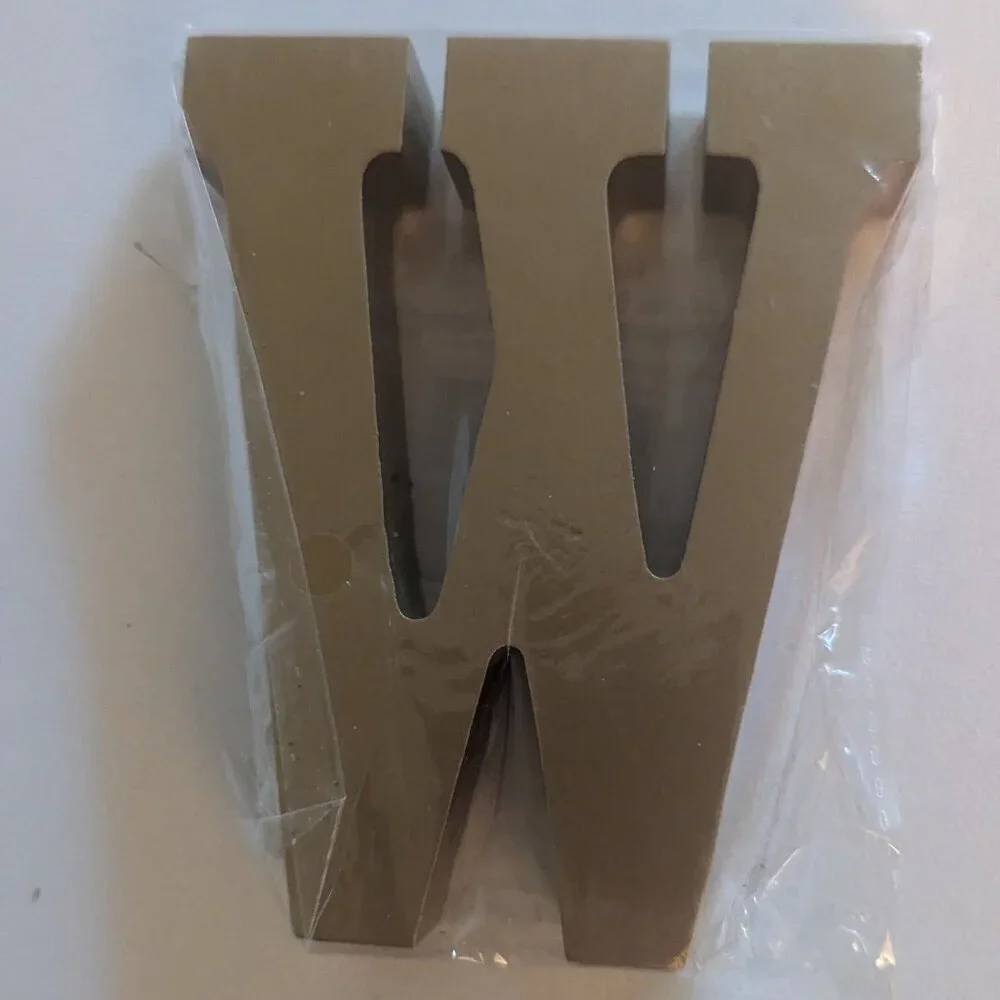 NWT Gold Letter 'W' Wood Sign Classic Typeface Alphabet Michaels Home Wall Decor - Picture 2 of 5
